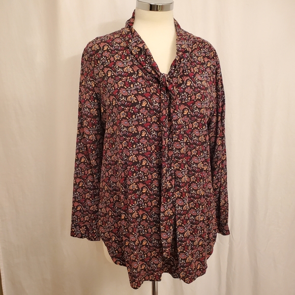 LOFT Tops - Loft Floral Print Blouse with Tie Attached EUC LP
